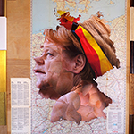 Angela 2022 collage on map of Germany, 17 frame segments